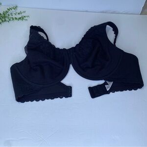 Lilyette Maidenform Black Mesh Scallop Edge Underwire Bra Size 38D